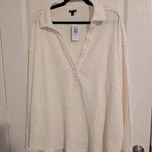Torrid Size 2 Waffle Collared Drop Shoulder Top